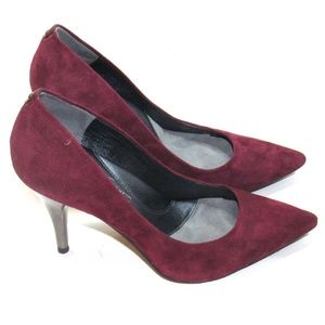 Kenneth Cole 9.2.5 Red Silver Bell Suede Pumps 6.5